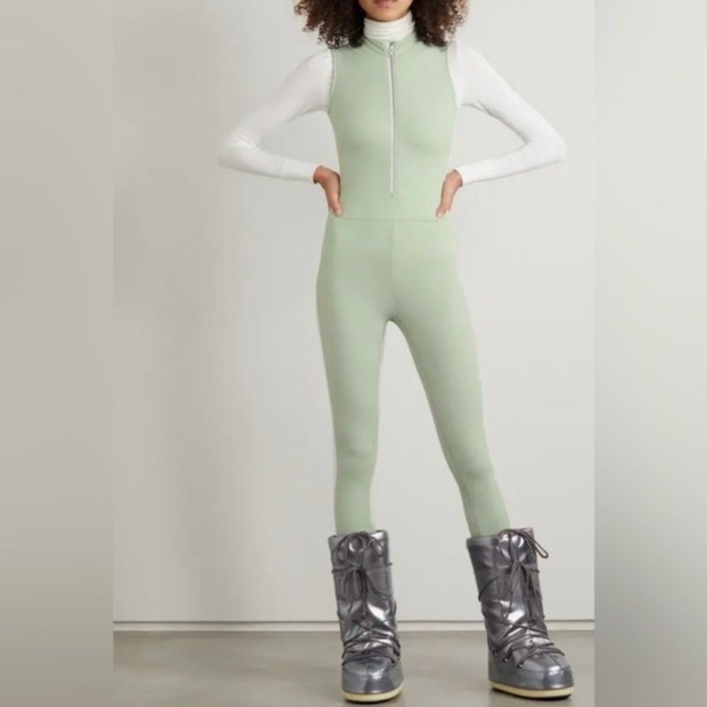 VARAA Dean Thermal Striped Mint Green Stretch Bodysuit Ski Snowboard Size Small